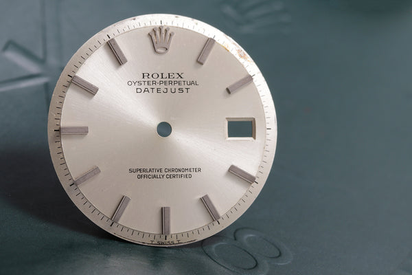 Load image into Gallery viewer, Rolex Datejust Silver Stick marker dial for model 1601 FCD13387
