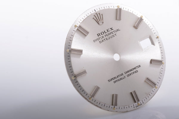 Load image into Gallery viewer, Rolex Datejust Silver Stick Wide boy dial  for model 1601 FCD17448
