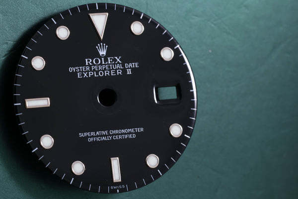 Load image into Gallery viewer, Rolex Explorer II Black &quot;Swiss&quot; Dial w/ Hands for 16570 - 16550 FCD18189
