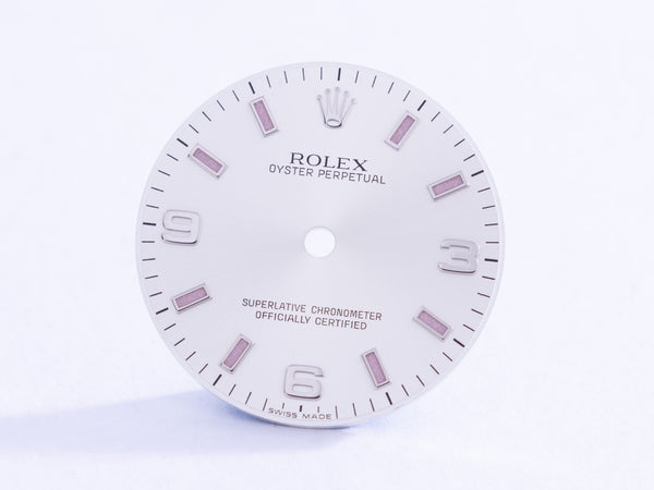 Load image into Gallery viewer, Rolex Midsize silver Arabic PINK Sticks dial for model 177200 FCD20665
