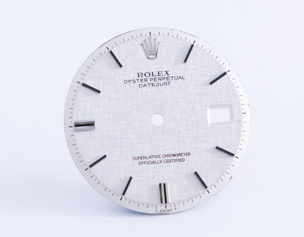 Load image into Gallery viewer, Rolex Datejust Silver Linen dial for model 1601 FCD21039
