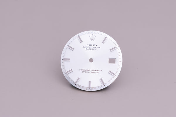 Load image into Gallery viewer, Rolex Datejust Silver Wide Boy Marker dial for model 1601 FCD21073
