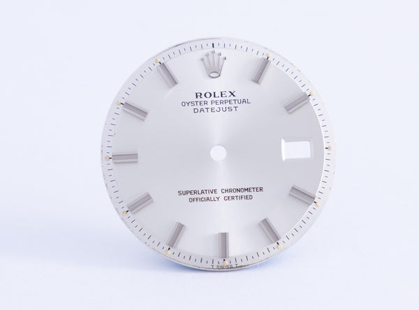 Load image into Gallery viewer, Rolex Datejust Silver Wide Boy Marker dial for model 1601 FCD21075

