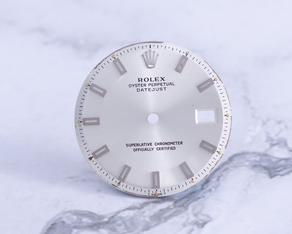 Load image into Gallery viewer, Rolex Datejust Silver Wide Boy Marker Dial for model 1601 - 1603 FCD21748
