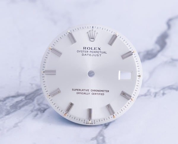 Load image into Gallery viewer, Rolex Datejust Silver Wide Boy Marker Dial for model 1601 - 1603 FCD21752
