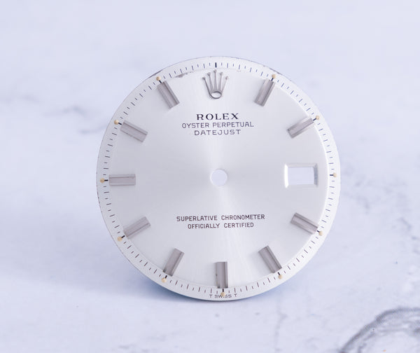 Load image into Gallery viewer, Rolex Datejust Silver Wide Boy Marker Dial for model 1601 - 1603 FCD21753
