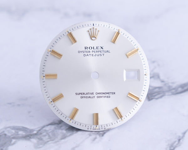 Load image into Gallery viewer, Rolex Datejust Silver Wide Boy Marker Dial for model 1601 - 1603 FCD21796
