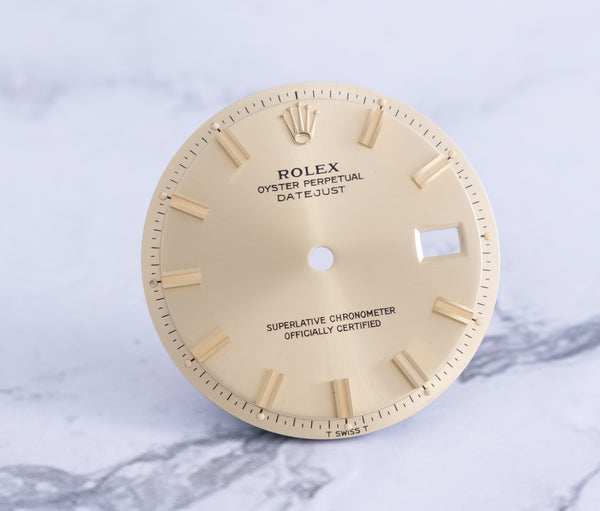 Load image into Gallery viewer, Rolex Datejust Champagne Wide Boy Marker Dial for model 1601 - 1603 FCD21797
