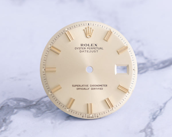 Load image into Gallery viewer, Rolex Datejust Champagne Wide Boy Marker Dial for model 1601 - 1603 FCD21798
