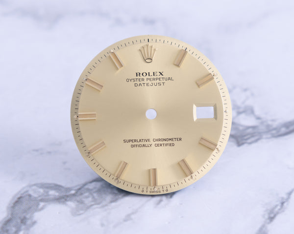 Load image into Gallery viewer, Rolex Datejust Champagne Wide Boy Marker Dial for model 1601 - 1603 FCD21800
