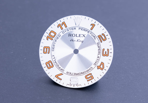 Load image into Gallery viewer, Rolex Silver Airking Dial w/ Orange markers for 114200 FCD22024
