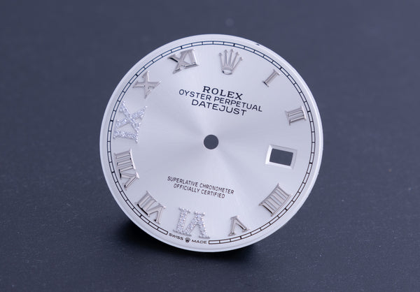 Load image into Gallery viewer, Rolex Datejust Silver 6 &amp; 9 Diamond dial for 126234 FCD22029
