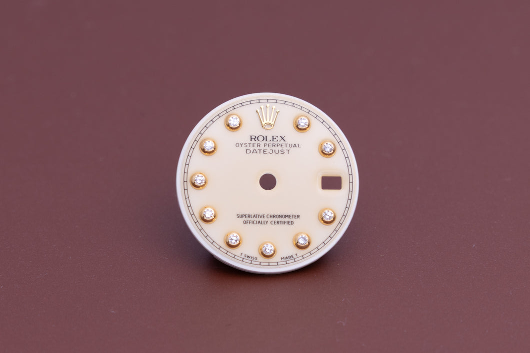 Rolex Ladies Datejust Cream Lacquer Bezel Set Diamond Dial for 69178 FCD23548