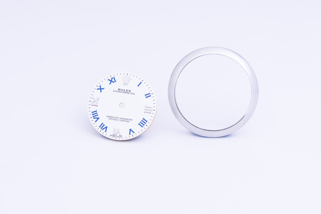 Rolex Midsize White Roman dial and Bezel for 177200 FCD24128