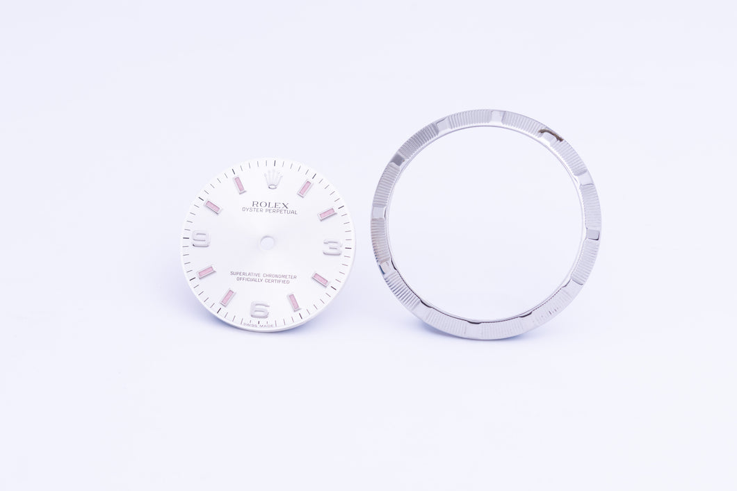 Rolex Midsize Silver Arabic dial and Bezel for 177200 FCD24131