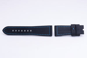 Panerai OEM 26mm Black Leather Strap w/ Blue Stitching For Use w/ Tang FCD26606