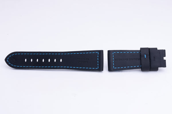 Load image into Gallery viewer, Panerai OEM 26mm Black Leather Strap w/ Blue Stitching For Use w/ Tang FCD26606
