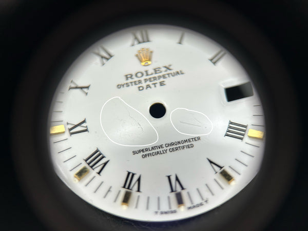 Load image into Gallery viewer, Rolex Date White Roman Peg Dial for Model 15013 - 15018 FCD27706
