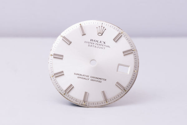 Load image into Gallery viewer, Rolex Datejust Silver Wide Boy Marker dial for model 1601 FCD30393
