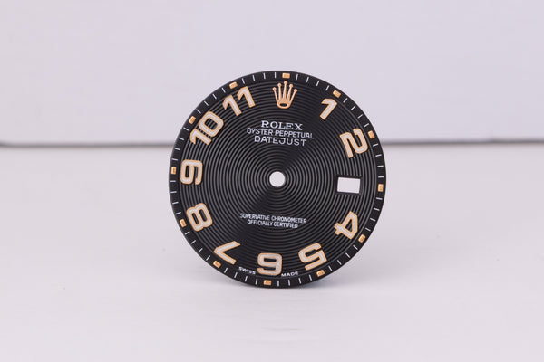 Load image into Gallery viewer, Rolex Mens Datejust Black Concentric Arabic Dial for 116231 - 116201 FCD30489
