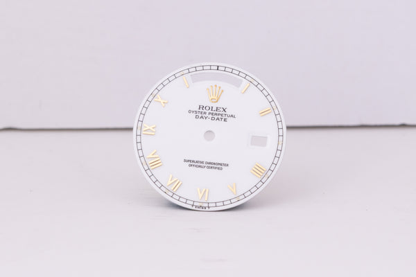 Load image into Gallery viewer, Rolex Day-Date Skinny Gloss White Roman Dial for 18078 - 18038 FCD30491
