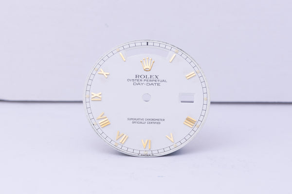 Load image into Gallery viewer, Rolex Day-Date Skinny Matte White Roman Dial for 18038 FCD30568

