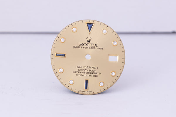 Load image into Gallery viewer, Rolex Submariner Swiss Made Champagne Serti Dial for model 16613-16618 FCD30618

