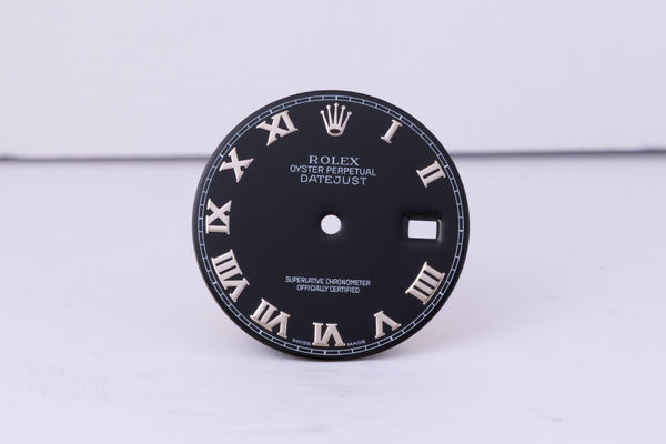 Load image into Gallery viewer, Rolex Mens Datejust Black Roman Dial for 116234 FCD30620

