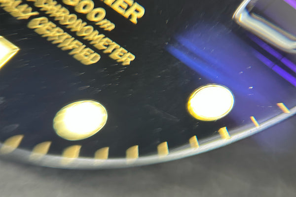Load image into Gallery viewer, Rolex Submariner DAMAGED Black Swiss Made Dial for model 16613 - 16618 FCD30655
