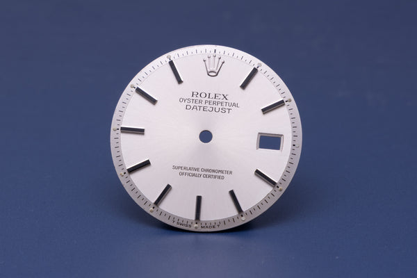 Load image into Gallery viewer, Rolex Datejust Silver Stick Dial for 1601 FCD31124
