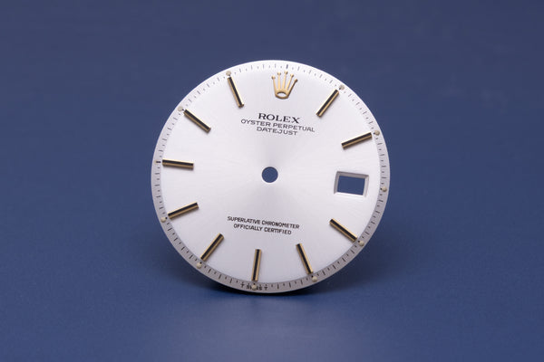 Load image into Gallery viewer, Rolex Datejust Silver Black Enamel Stick Dial for model 1625 FCD31134
