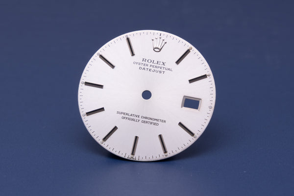 Load image into Gallery viewer, Rolex Datejust Silver Black Enamel Stick dial for 16014 - 16234 FCD31136

