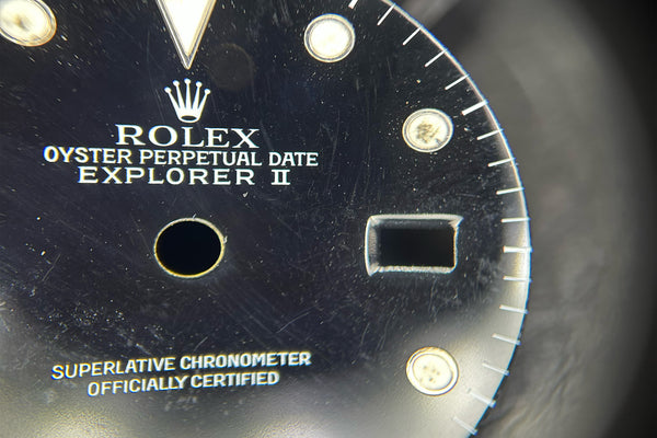 Load image into Gallery viewer, Rolex DAMAGED Explorer II "Tritium" Black Dial for model 16570 - 16550 FCD31324
