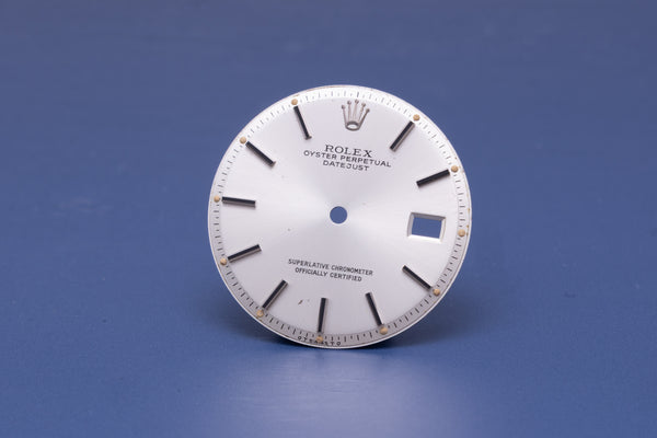 Load image into Gallery viewer, Rolex DAMAGED Datejust Silver Stick dial for model 1601 FCD31355
