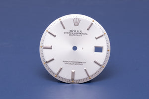 Rolex DAMAGED Datejust Silver Stick dial for model 1601 FCD31356