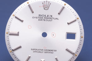 Rolex DAMAGED Datejust Silver Stick dial for model 1601 FCD31356